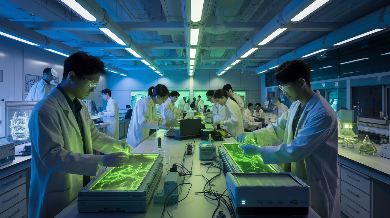 Scientifiques coréens travaillant sur la production d'hydrogène vert abordable.
